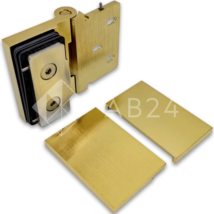 Петля Майя FDP-172 стена-стекло, открывание 90° внутрь, латунь/брашированное золото