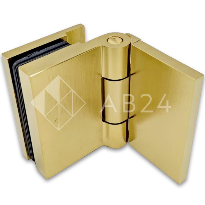 Петля Майя FDP-172 стена-стекло, открывание 90° внутрь, латунь/брашированное золото