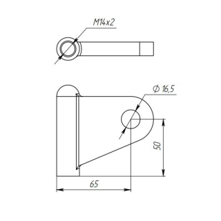 Крепление рутеля (стеклодержателя) FN-113 к ванте (серьга) M14, нержавейка/матовый