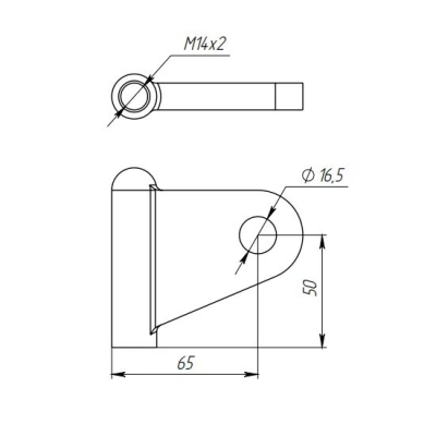 Крепление рутеля (стеклодержателя) FN-113 к ванте (серьга) M14, нержавейка/матовый