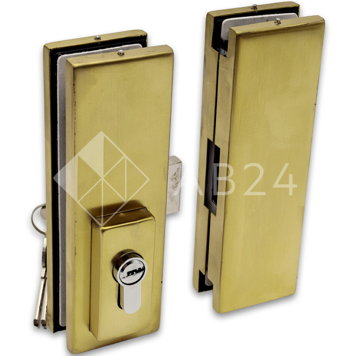 Замок FKZ-40 центральный с ответной частью ключ/ключ, нержавейка/брашированное золото