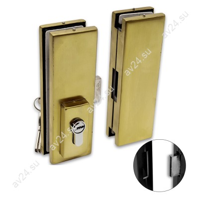 Замок FKZ-40 центральный с ответной частью ключ/ключ, нержавейка/брашированное золото