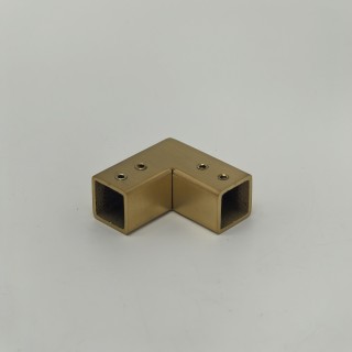 Соединитель FDC-65 трубы 15х15, угловой 90°, нержавейка/брашированное золото