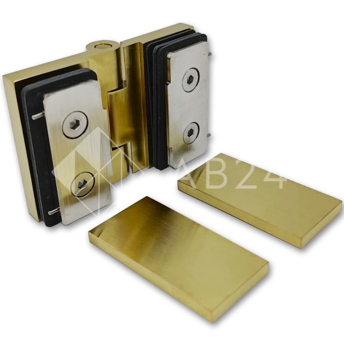 Петля Майя FDP-173 стекло-стекло 135°, латунь/брашированное золото