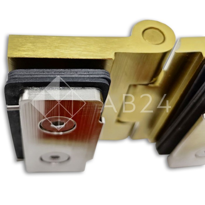 Петля Майя FDP-173 стекло-стекло 135°, латунь/брашированное золото