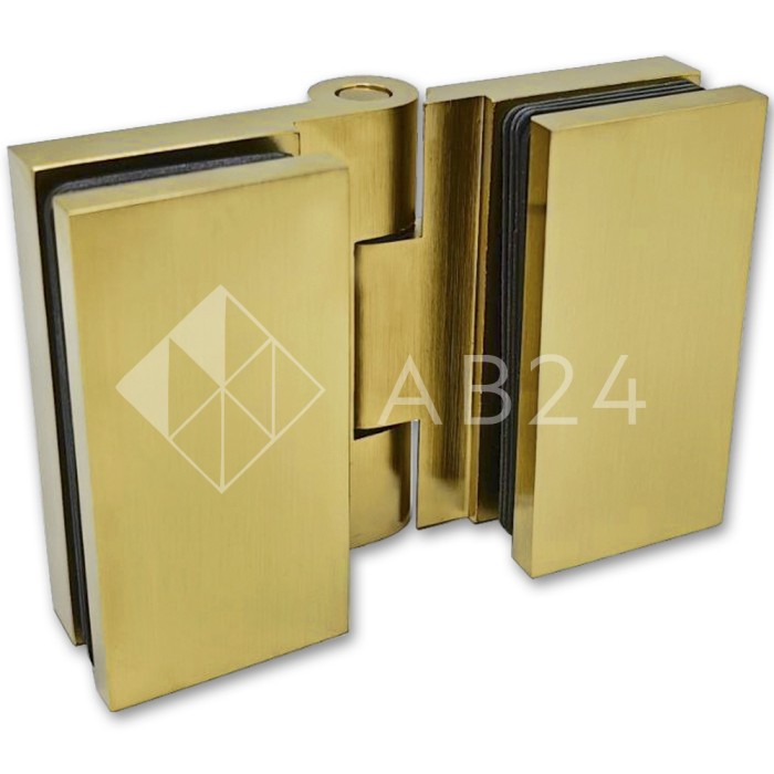 Петля Майя FDP-173 стекло-стекло 135°, латунь/брашированное золото