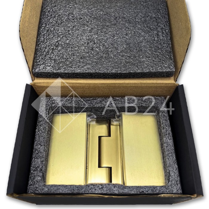 Петля Майя FDP-173 стекло-стекло 135°, латунь/брашированное золото