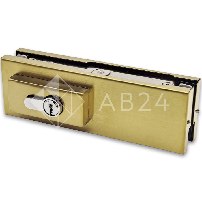 Замок FKZ-30 с овальным ригелем ключ/ключ, нержавейка/брашированное золото