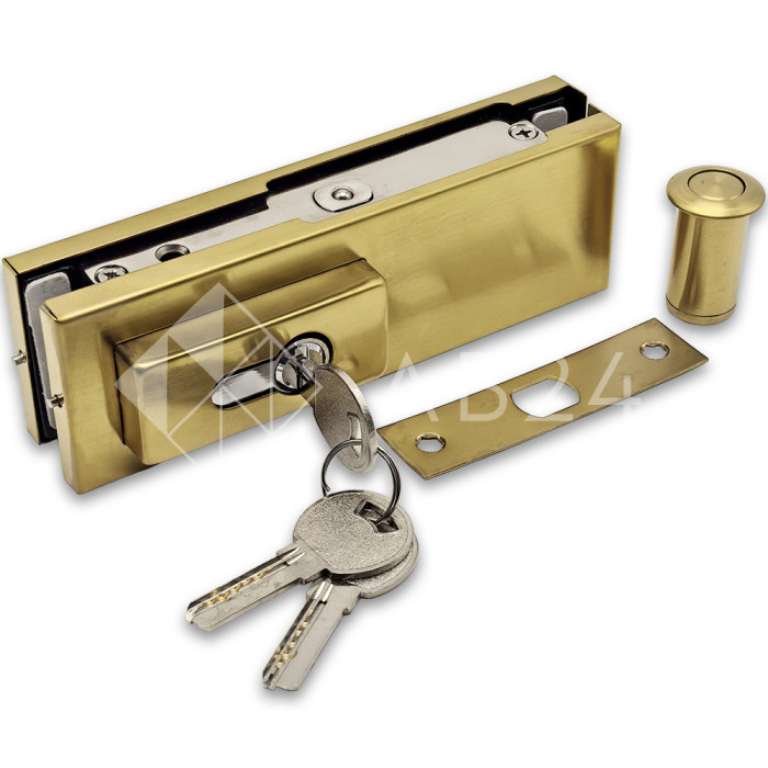 Замок FKZ-30 с овальным ригелем ключ/ключ, нержавейка/брашированное золото