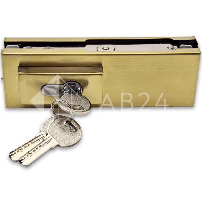 Замок FKZ-30 с овальным ригелем ключ/ключ, нержавейка/брашированное золото