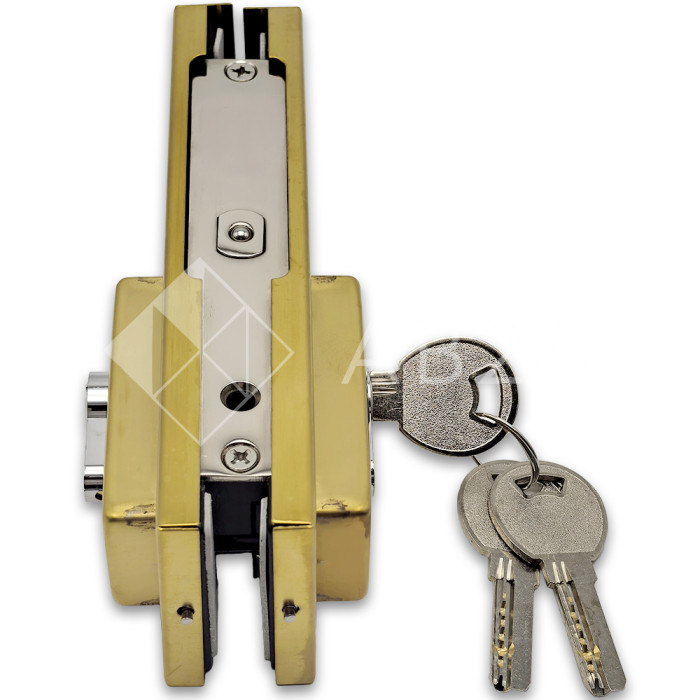 Замок FKZ-30 с овальным ригелем ключ/ключ, нержавейка/брашированное золото