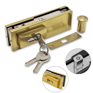 Замок FKZ-30 с овальным ригелем ключ/ключ, нержавейка/брашированное золото