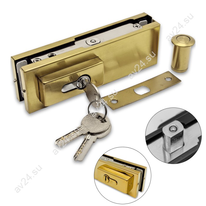 Замок FKZ-30 с овальным ригелем ключ/ключ, нержавейка/брашированное золото