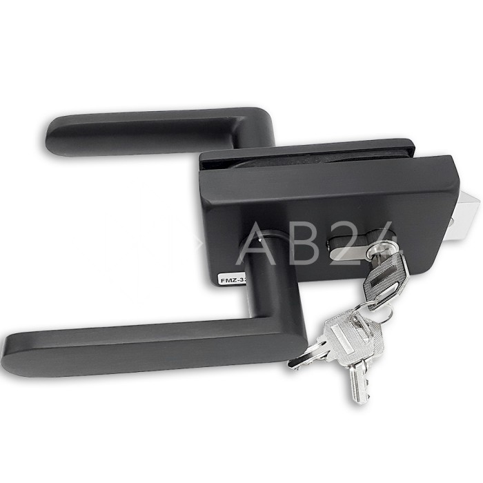 Замок FMZ-33 для межкомнатной двери из стекла ключ/ключ, с притвором, алюминий/черный