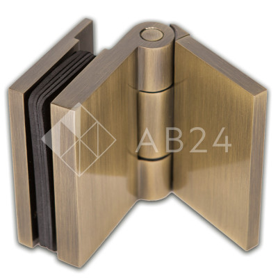 Петля Майя FDP-172 стена-стекло, открывание 90° внутрь, латунь/бронза