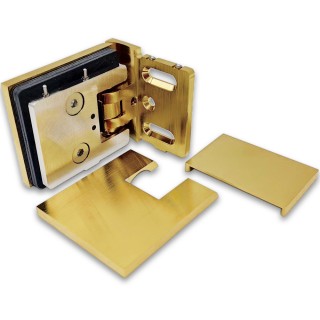 Петля Аврора FDP-180 стена-стекло 90° с крышками, латунь/брашированное золото