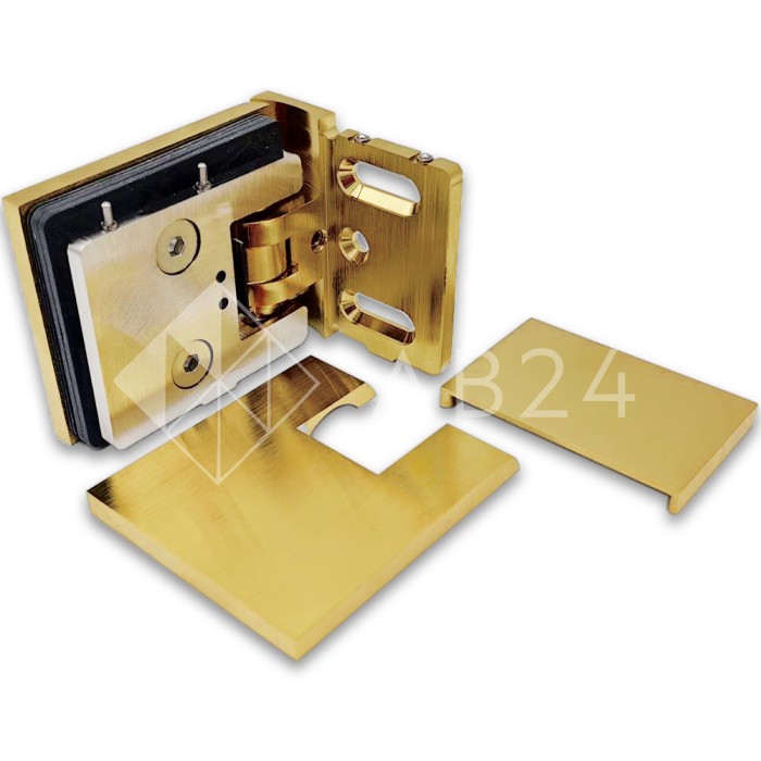 Петля Аврора FDP-180 стена-стекло 90° с крышками, латунь/брашированное золото