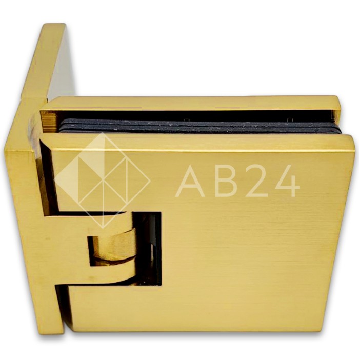 Петля Аврора FDP-180 стена-стекло 90° с крышками, латунь/брашированное золото