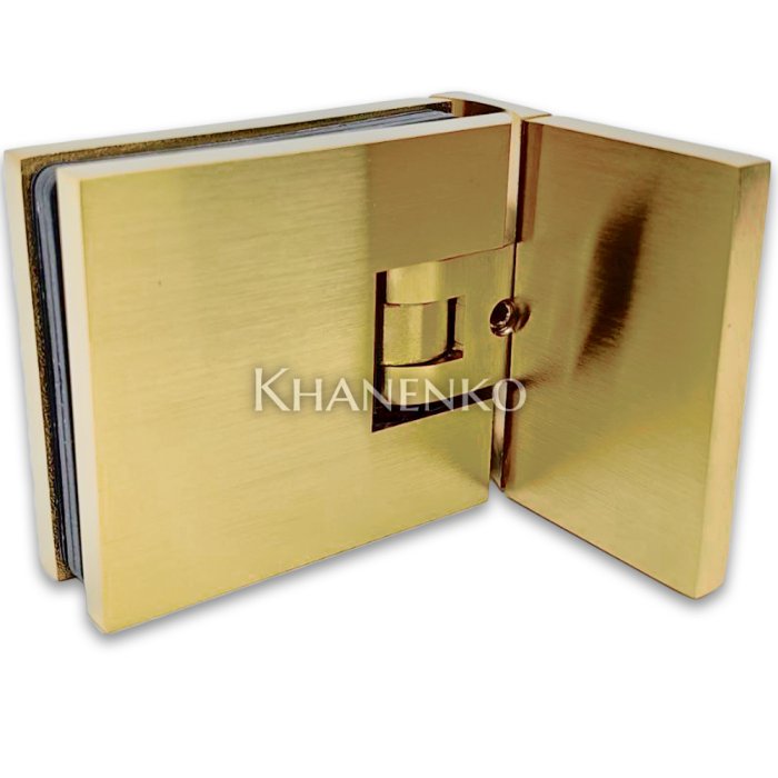 Петля Аврора стена-стекло 90° с крышками цвет Золото брашированное FDP-180 BR/BTP