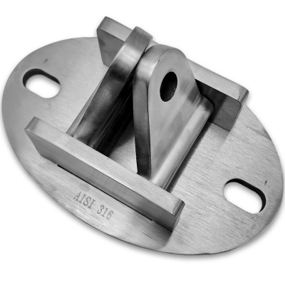 Двойное крепление ванта (тяги) FN-123 к стене M14, нержавейка/матовый