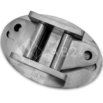 Двойное крепление ванта (тяги) FN-123 к стене M14, нержавейка/матовый