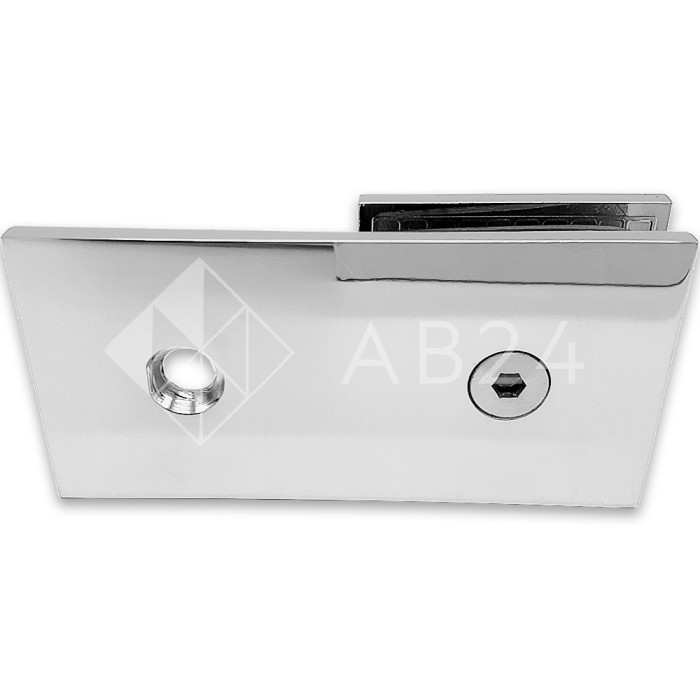 Коннектор Альфа α FDK-15 стена-стекло 180° с пластиной, цинк/хром