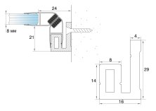 Профиль для крепления уплотнителя к стене 8 мм, 2.2 м FDPA-56 AL/BL Черный