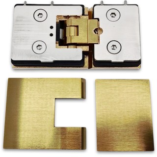 Петля Аврора FDP-181 стекло-стекло 180° с крышками, латунь/брашированное золото