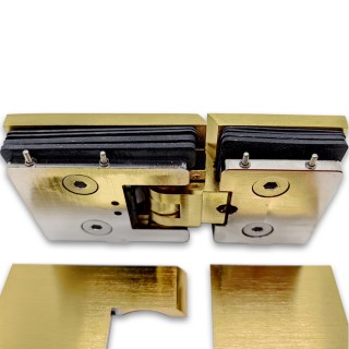 Петля Аврора FDP-181 стекло-стекло 180° с крышками, латунь/брашированное золото