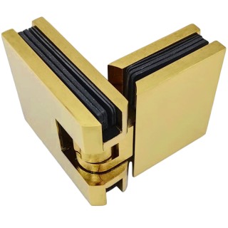 Петля Аврора FDP-181 стекло-стекло 180° с крышками, латунь/брашированное золото