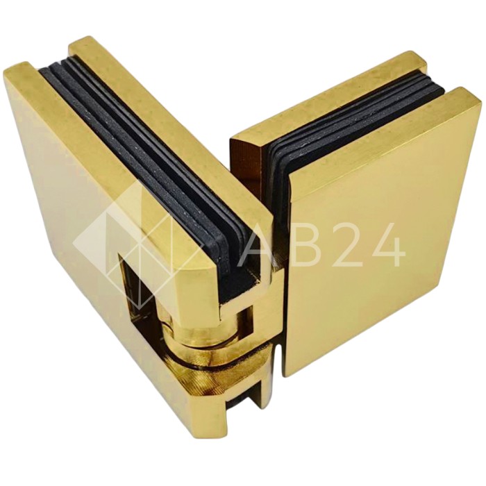 Петля Аврора FDP-181 стекло-стекло 180° с крышками, латунь/брашированное золото