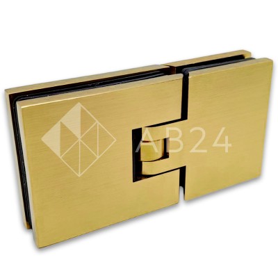 Петля Аврора FDP-181 стекло-стекло 180° с крышками, латунь/брашированное золото