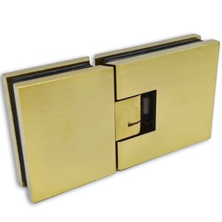 Петля Аврора FDP-181 стекло-стекло 180° с крышками, латунь/брашированное золото