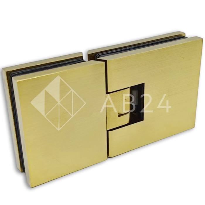 Петля Аврора FDP-181 стекло-стекло 180° с крышками, латунь/брашированное золото