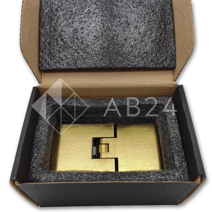 Петля Аврора FDP-181 стекло-стекло 180° с крышками, латунь/брашированное золото