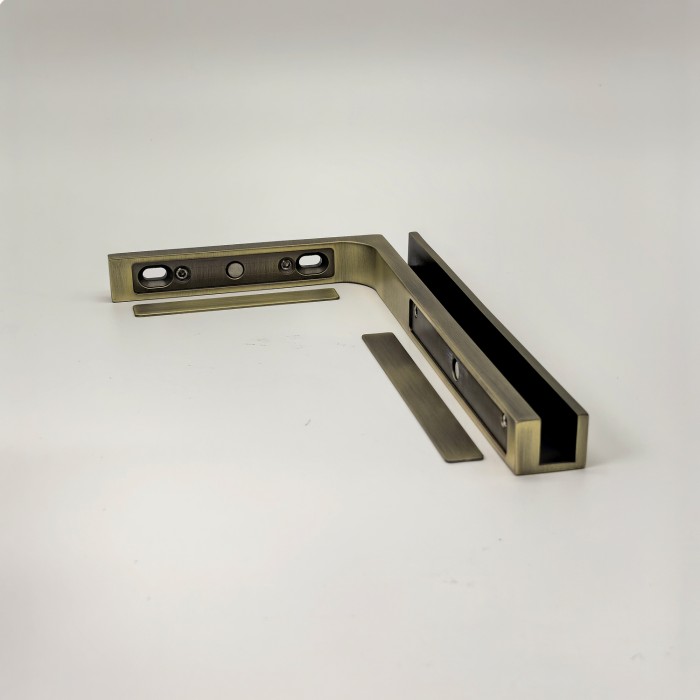 Угловой стабилизатор Диор FDK-5L стена-стекло 90˚ левый, нержавейка/бронза