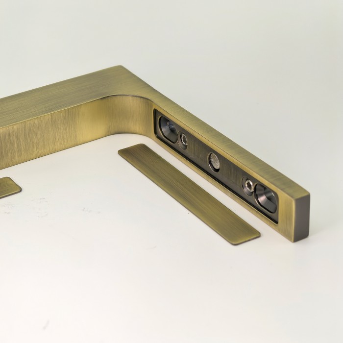 Угловой стабилизатор Диор FDK-5L стена-стекло 90˚ левый, нержавейка/бронза