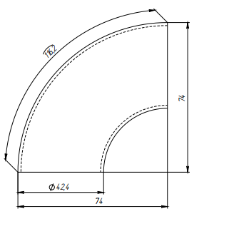 Отвод FOP-42.12 для трубы Ø42.4*1.5 мм, GRIT 600, нержавейка/полированный