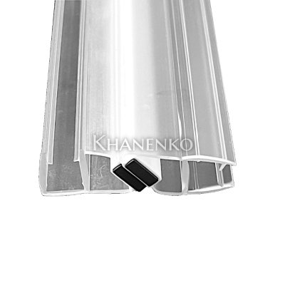 Уплотнитель магнитный 90° открывание внутрь, прозрачный, белый магнит 2.5 м под стекло 8 мм FDPP-215.8 PVC/CL-W