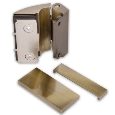 Петля Европа FDP-112 стена-стекло 90° с крышками, латунь/бронза