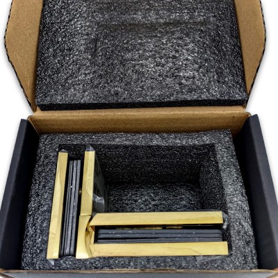 Петля Аврора FDP-184 стекло-стекло 90° с крышками, латунь/брашированное золото