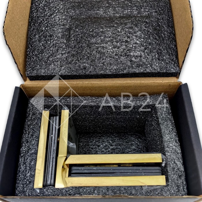 Петля Аврора FDP-184 стекло-стекло 90° с крышками, латунь/брашированное золото