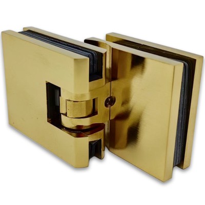 Петля Аврора FDP-184 стекло-стекло 90° с крышками, латунь/брашированное золото