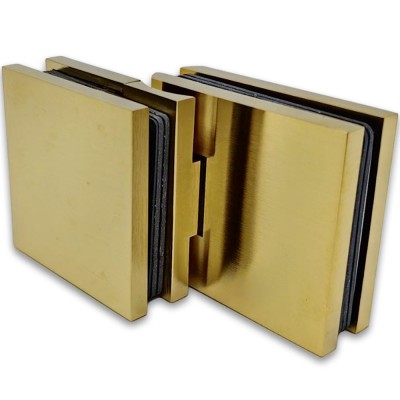 Петля Аврора FDP-184 стекло-стекло 90° с крышками, латунь/брашированное золото