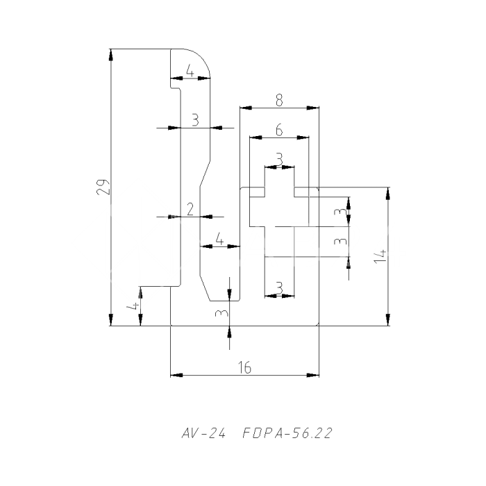 Профиль FDPA-56.25 для крепления уплотнителя к стене 8 мм, 2,5 м, алюминий/полированный