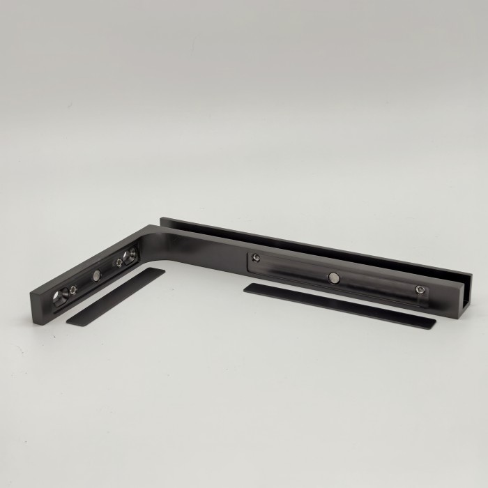 Угловой стабилизатор Диор FDK-5L стена-стекло 90˚ левый, нержавейка/оружейная сталь