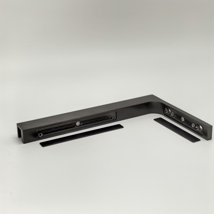 Угловой стабилизатор Диор FDK-5L стена-стекло 90˚ левый, нержавейка/оружейная сталь