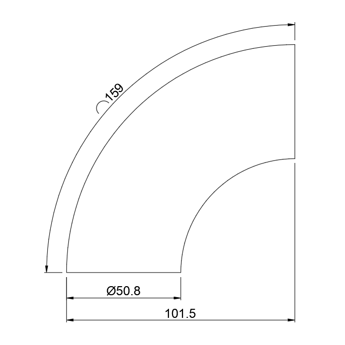 Отвод FOP-50.13 для трубы Ø42.4*1.5мм, GRIT 320, нержавейка/полированный