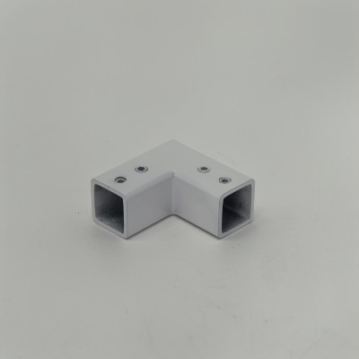 Соединитель FDC-65 трубы 15х15, угловой 90°, нержавейка/белый