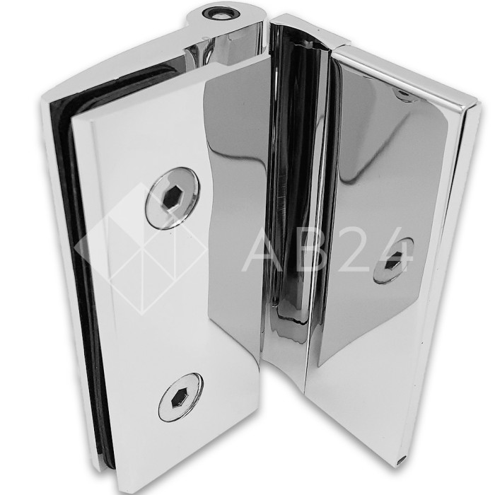 Петля Муза FDP-102 стена-стекло, открывание 90° наружу, латунь/хром